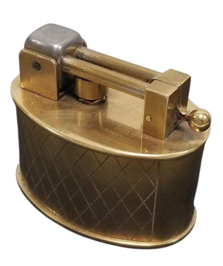 Swiss Brass Lift Arm Tabletop Lighter By Brilux for Dunhill - 3