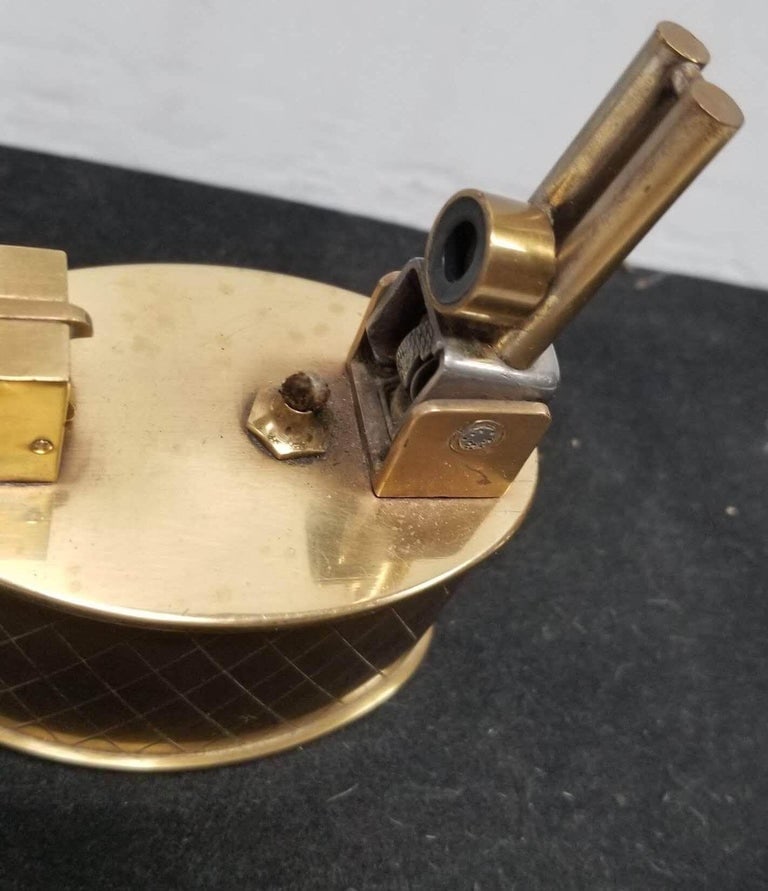 Swiss Brass Lift Arm Tabletop Lighter By Brilux for Dunhill - 5
