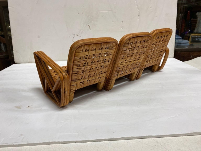 Paul Frankl Style Salesman Sample Miniature Rattan Livingroom Set, 1950 - 6