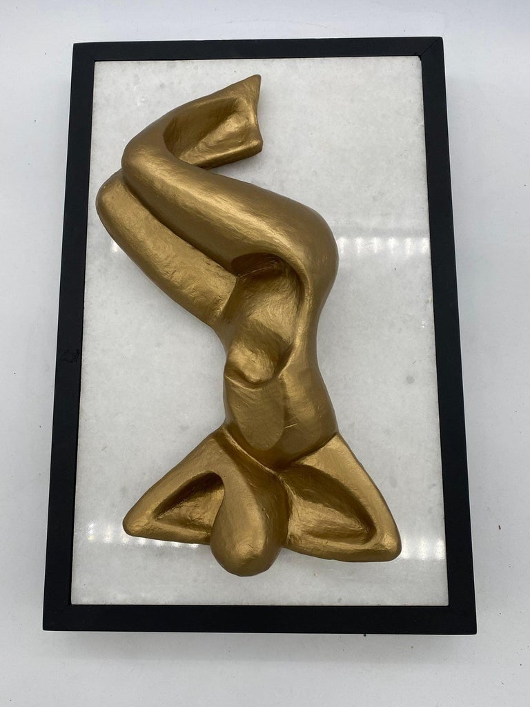 Abstract Nude Bronze Female Sculpture on white Marble Base - 10