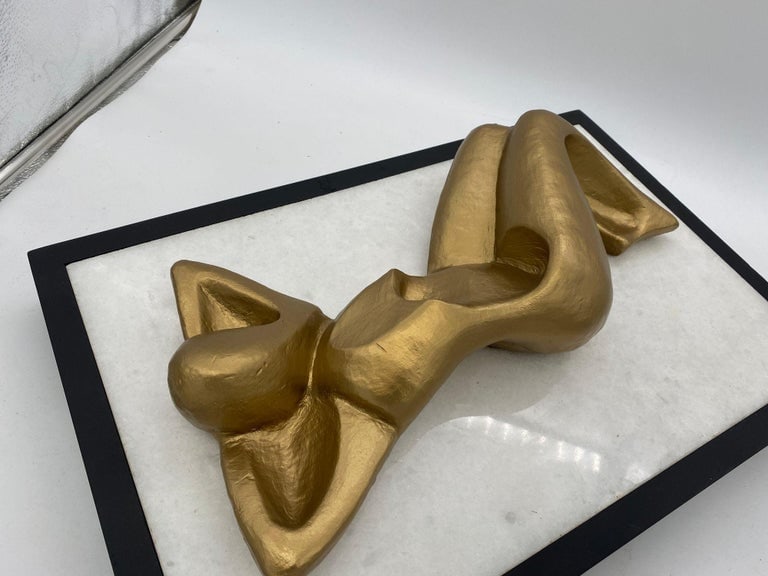 Abstract Nude Bronze Female Sculpture on white Marble Base - 5