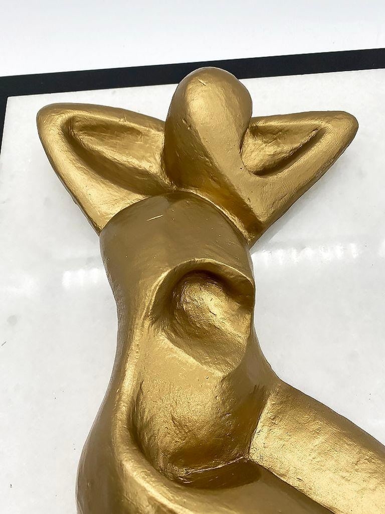 Abstract Nude Bronze Female Sculpture on white Marble Base - 9