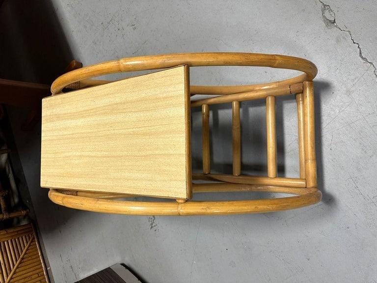 Restored 3/4 Pretzel "Grasshopper" Rattan Side Table w/ Formica Tops Set of 2 - 7