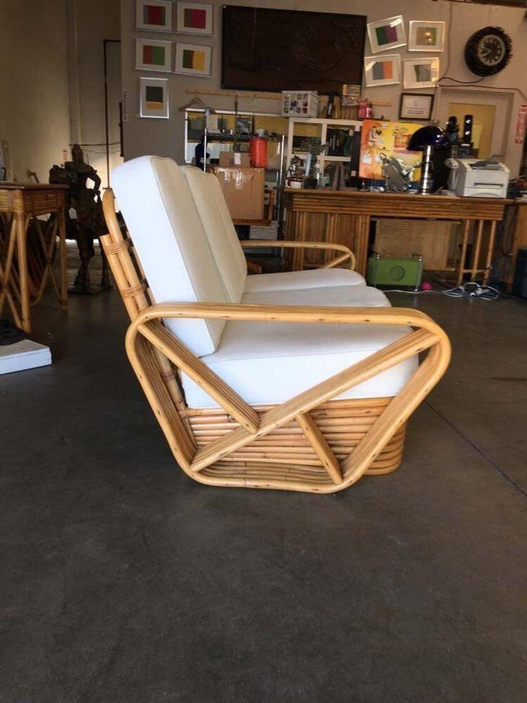 Restored 5-Strand Square Pretzel Sofa & Lounge Chair Livingroom Set - 5