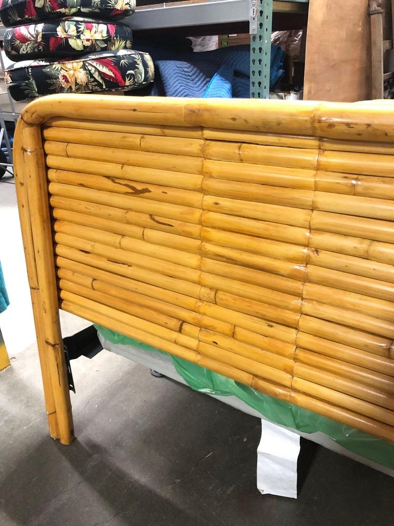 Pair of Mid-Century Restored 1948 Stacked Rattan Bed TWIN - Bed Frames Only - 4