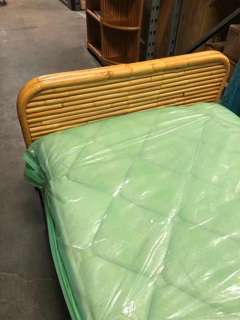 Pair of Mid-Century Restored 1948 Stacked Rattan Bed TWIN - Bed Frames Only - 6