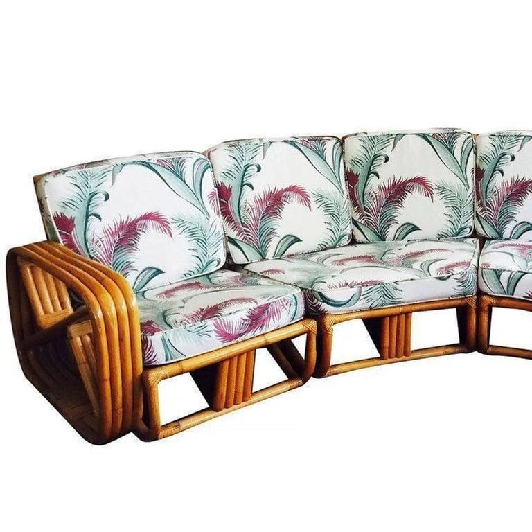 Restored 4-Strand Square Pretzel Rattan Corner Sectional Sofa for Six by Ritts - 4