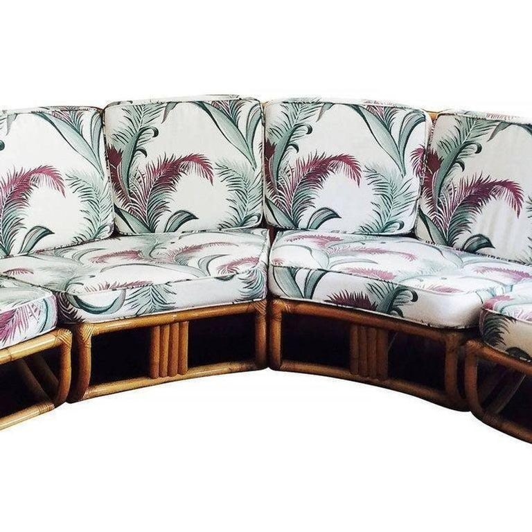 Restored 4-Strand Square Pretzel Rattan Corner Sectional Sofa for Six by Ritts - 5