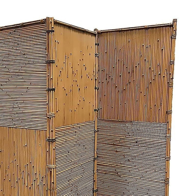 3 Panel Folding Screen, Stick Reed Rattan - 3