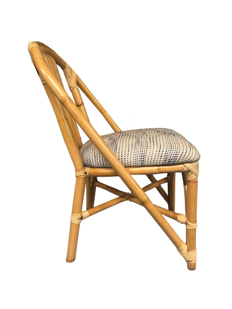 Restored Mid-Century Swoop Horseshoe Back Rattan Accent Chair - 3