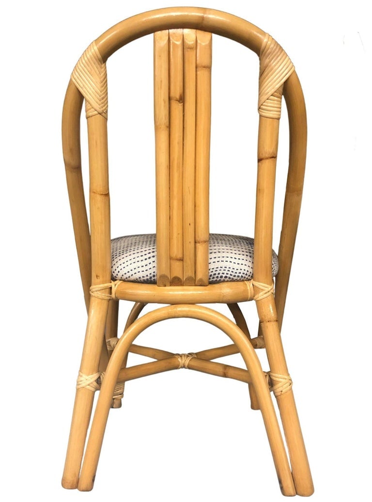 Restored Mid-Century Swoop Horseshoe Back Rattan Accent Chair - 4