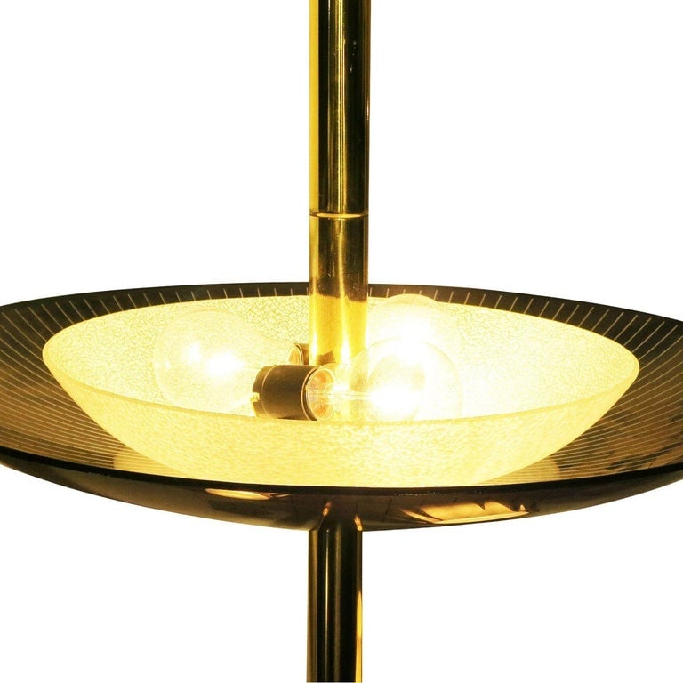 Mid Century Brass Triple Light Floor to Ceiling Tension Pole Lamp - 10