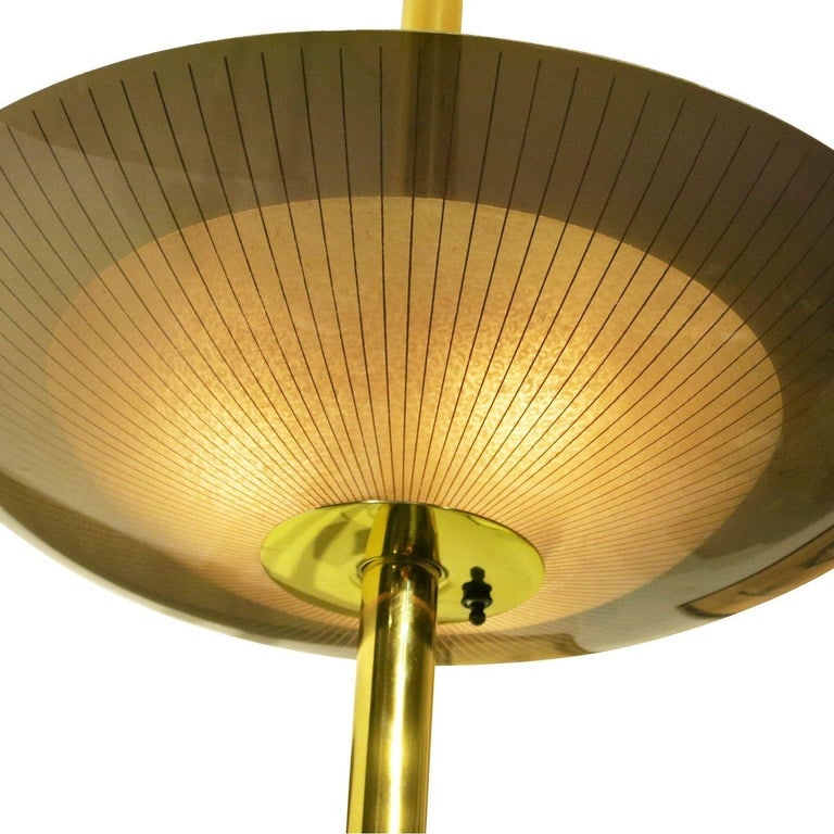 Mid Century Brass Triple Light Floor to Ceiling Tension Pole Lamp - 7
