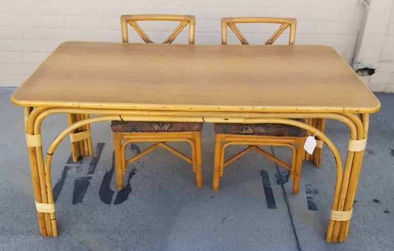 Ficks Reed Restored Rattan Dining Room Table and Chairs Set - 11