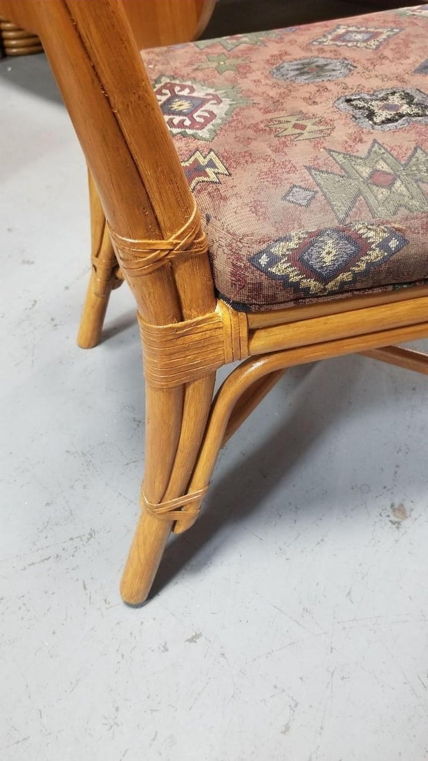Ficks Reed Restored Rattan Dining Room Table and Chairs Set - 6