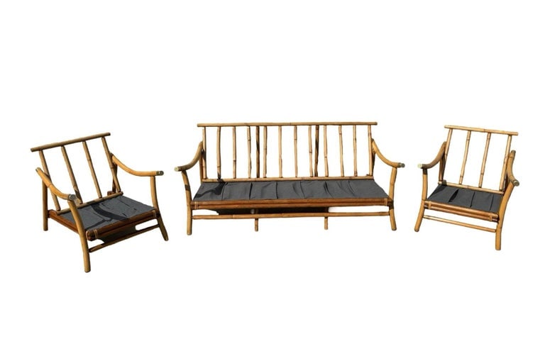 Restored Rattan Sofa & Chair Livingroom Set by John Wisner for Ficks Reed - 4