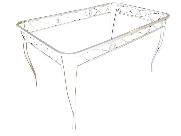Mid-century Woodard Glass Top Wrought Iron Scroll Pattern Patio Outdoor Set - 4