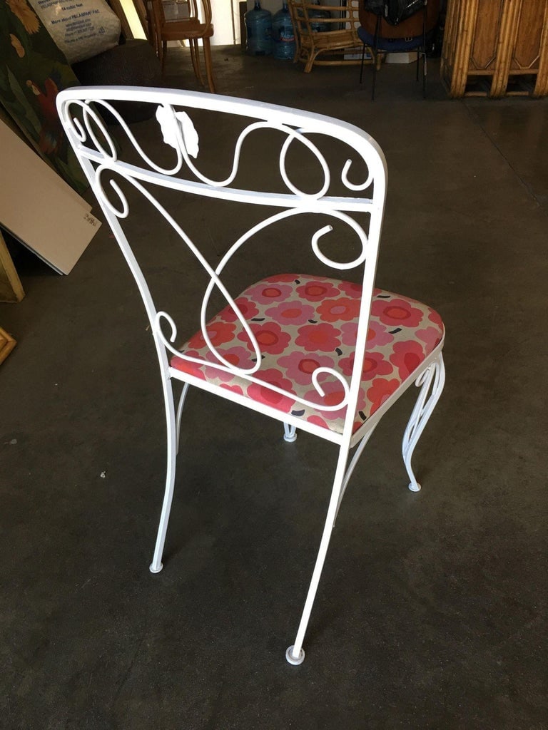Mid-century Woodard Glass Top Wrought Iron Scroll Pattern Patio Outdoor Set - 6