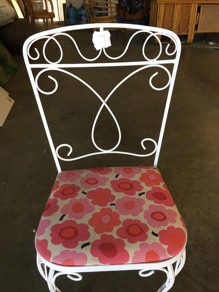 Mid-century Woodard Glass Top Wrought Iron Scroll Pattern Patio Outdoor Set - 9