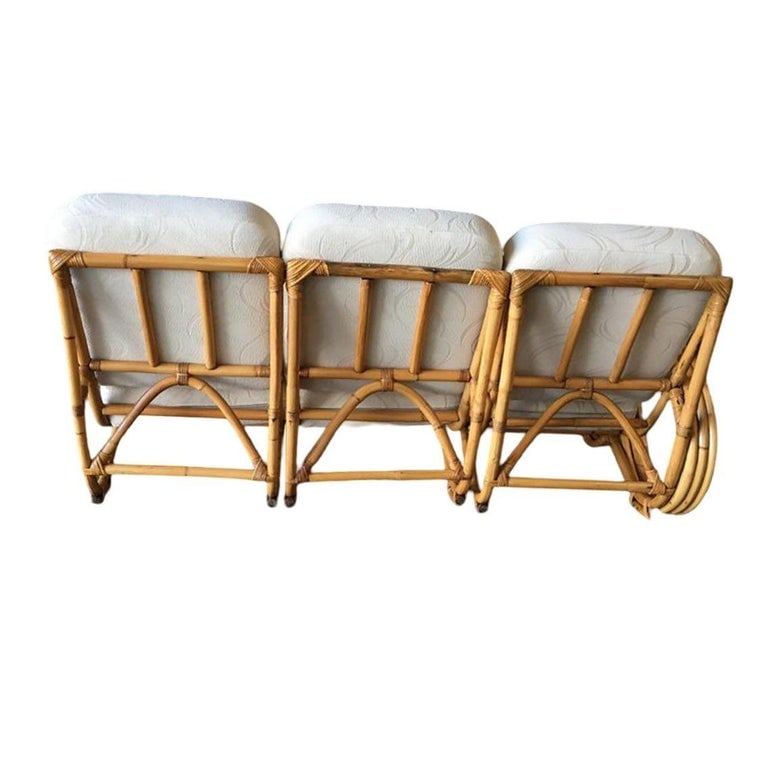 Restored 3/4 Pretzel Rattan 3-Seat Sectional Sofa w/ 2-Tier Side Table - 9