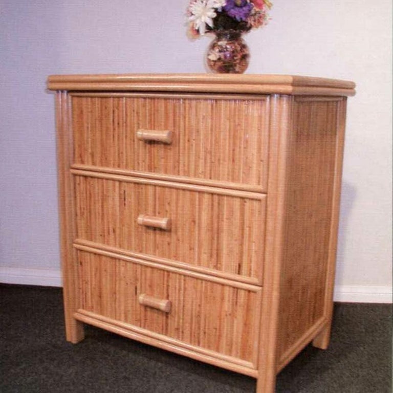Restored Reed Rattan "Baja" Bedroom Set With Rattan Pulls - 6 Pieces - 7