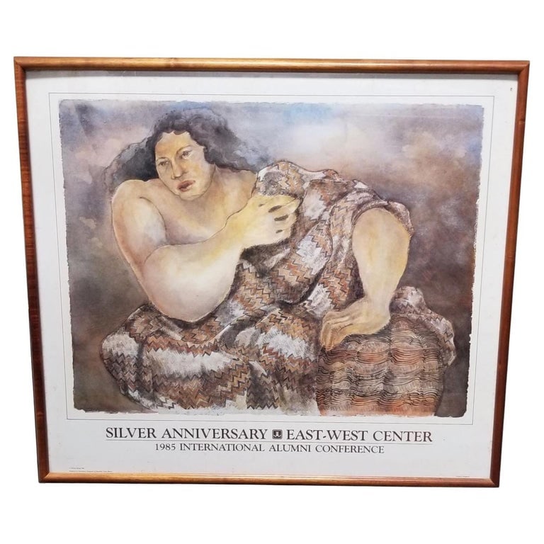 1985 East-West Center 20th Anniversary Hawaiian Art Poster Framed Yevonne Cheung - 2