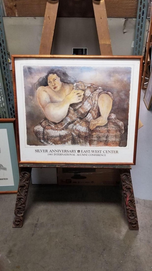 1985 East-West Center 20th Anniversary Hawaiian Art Poster Framed Yevonne Cheung - 3