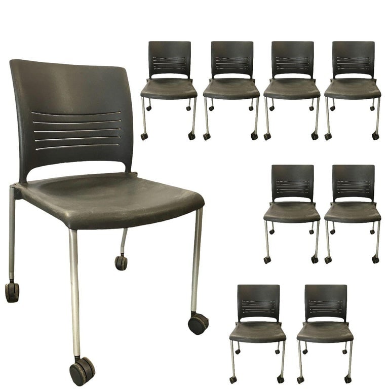 Vintage Dark Grey Plastic Rolling Desk Chairs by Giancarlo Piretti for Strive - 10