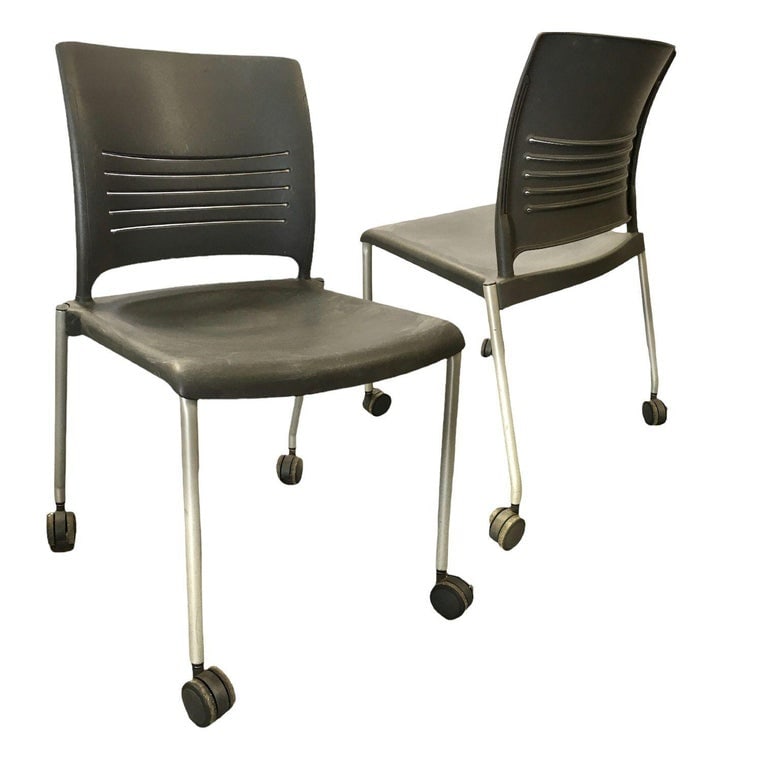 Vintage Dark Grey Plastic Rolling Desk Chairs by Giancarlo Piretti for Strive - 9