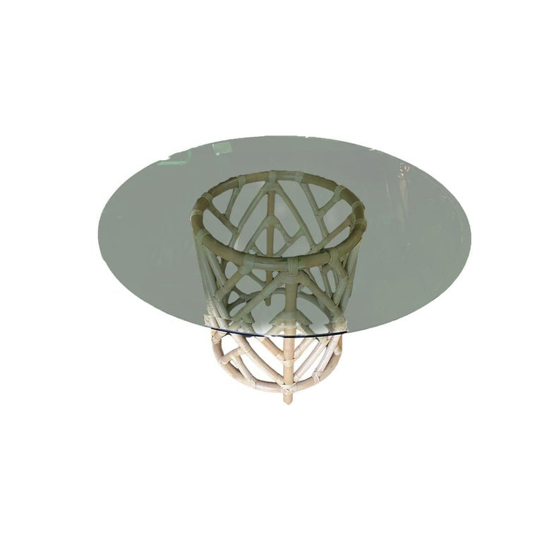 Round Pedestal Table and Geometric Bucket Armchair Rattan Dining Set - 3