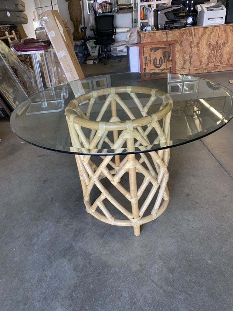 Round Pedestal Table and Geometric Bucket Armchair Rattan Dining Set - 8