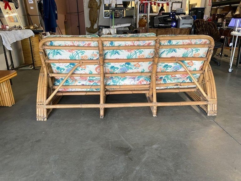 Rare Restored Double Tear Drop Stacked Rattan Lounge Chair Sofa Livingroom Set - 10
