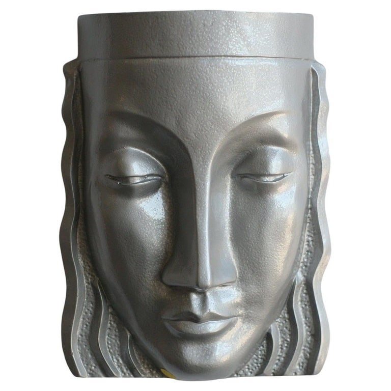 Art Deco Sculptural Female Face Wall Sconce, Rare - 2
