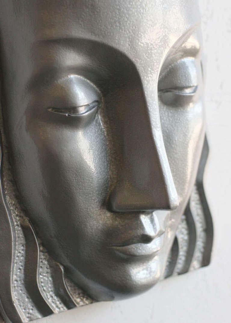 Art Deco Sculptural Female Face Wall Sconce, Rare - 4