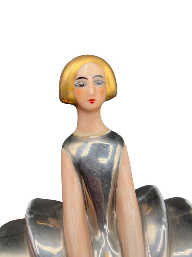French Flapper Ceramic Perfume Bottle by Charles Serpaut Limoges - 10