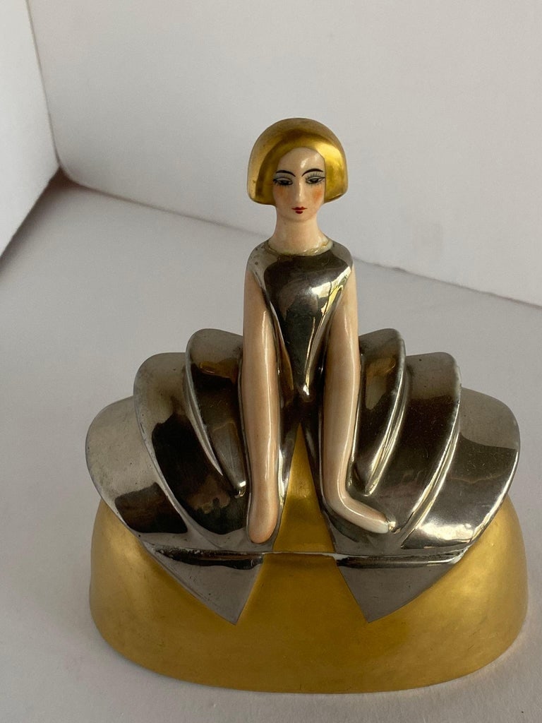 French Flapper Ceramic Perfume Bottle by Charles Serpaut Limoges - 4