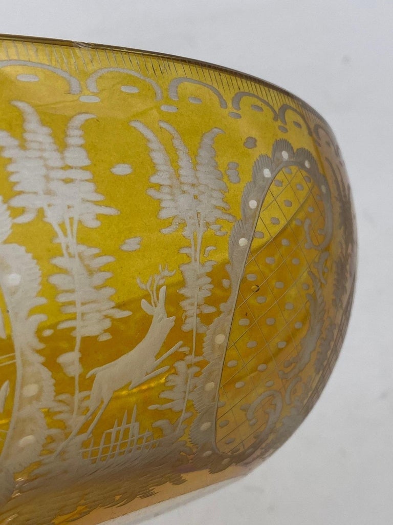 Bohemian Amber-Flashed Glass Bowl Flared Form, Circa 1900 - 7