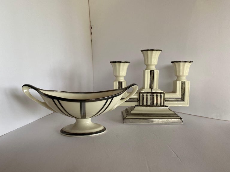 Two-Piece Sugar Bowl and Candelabra with Sterling Silver Overlay by Lenox - 3