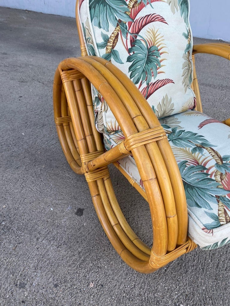Rare 3-Strand Child Size Round Full Pretzel Rattan Sofa & Lounge Chair Set - 5