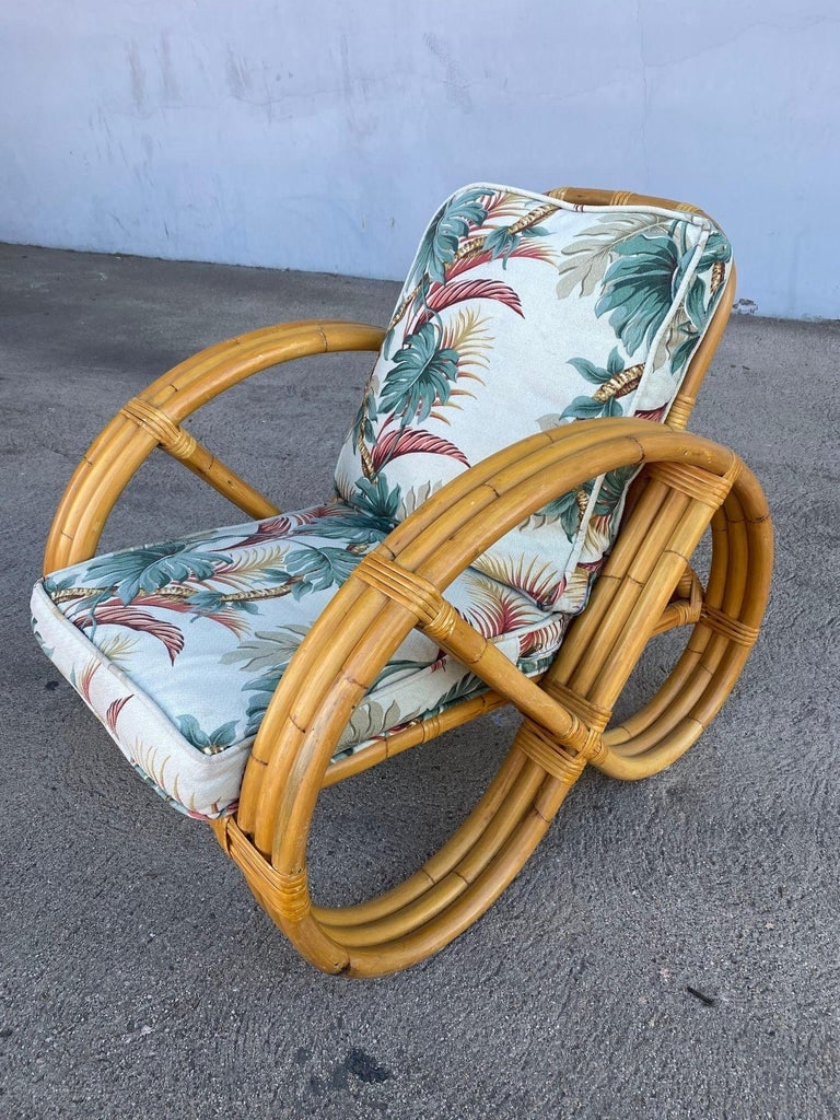 Rare 3-Strand Child Size Round Full Pretzel Rattan Sofa & Lounge Chair Set - 7