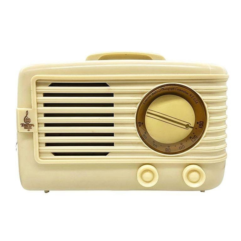 Mid-century 1949 Carrara Ivory Emerson Model 581 Plaskon Vacuum Tube AM Radio - 3