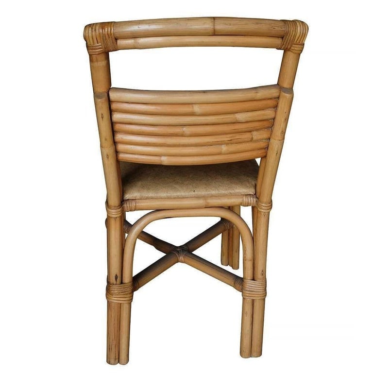 Restored Rattan Sapele Ribbon Mahogany Dining Table w/ Stacked Rattan - 7