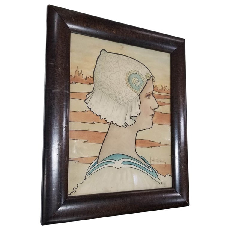 Framed Original 1909 Lithograph "Queen Wilhelmina" by P. Shepard - 2