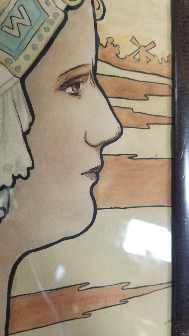 Framed Original 1909 Lithograph "Queen Wilhelmina" by P. Shepard - 6