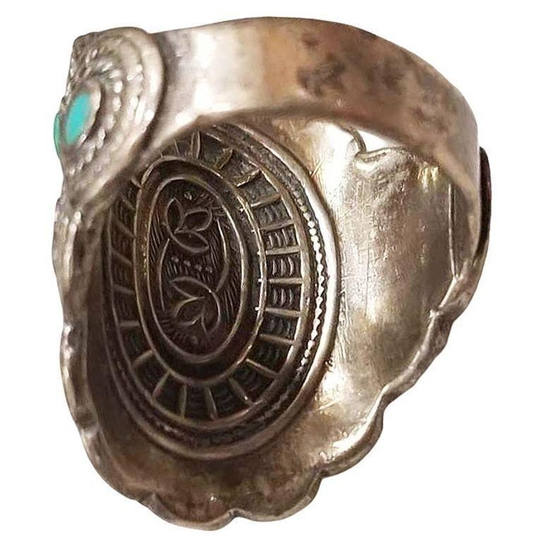 Silver and Malachite Gemstone Ring Size 9.5 - 5