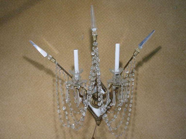 Set of Four Bronze and Bead Crystal Presidential Wall Sconce - 3