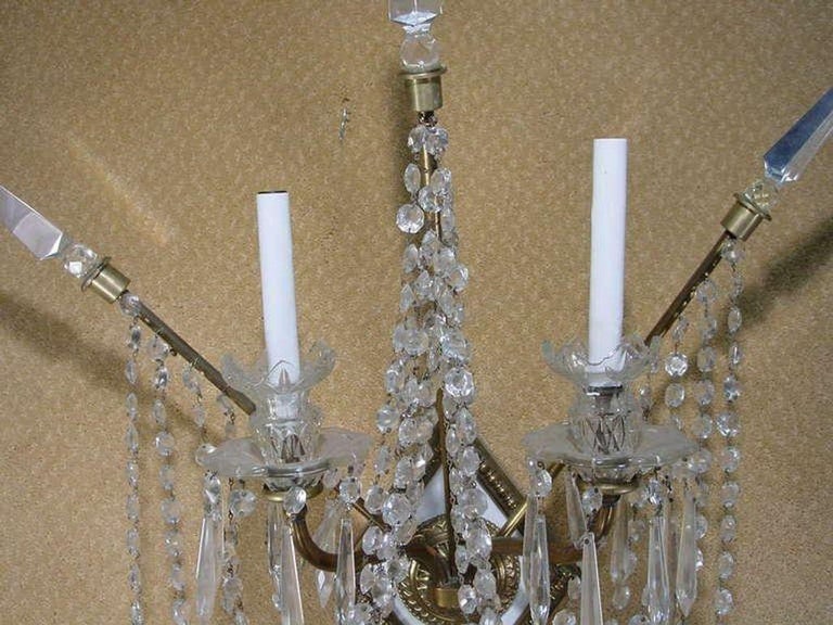 Set of Four Bronze and Bead Crystal Presidential Wall Sconce - 4