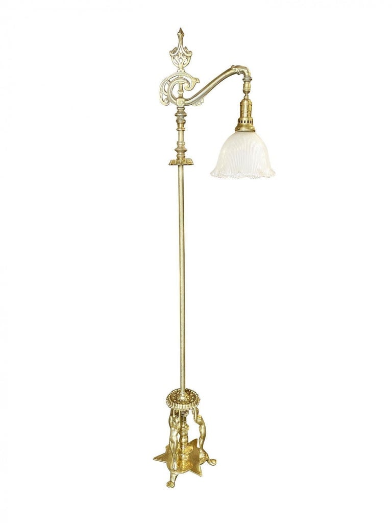 Rare Brass Nude Figural Art Deco Reading Floor Lamp by Frankart - 12