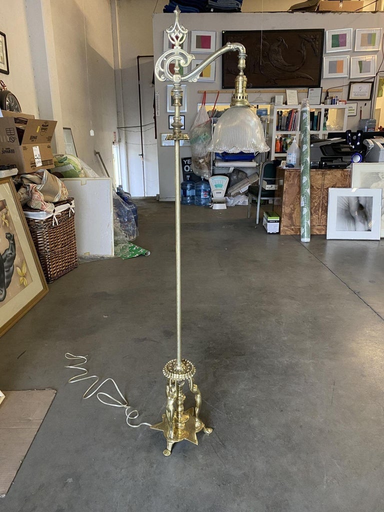 Rare Brass Nude Figural Art Deco Reading Floor Lamp by Frankart - 3