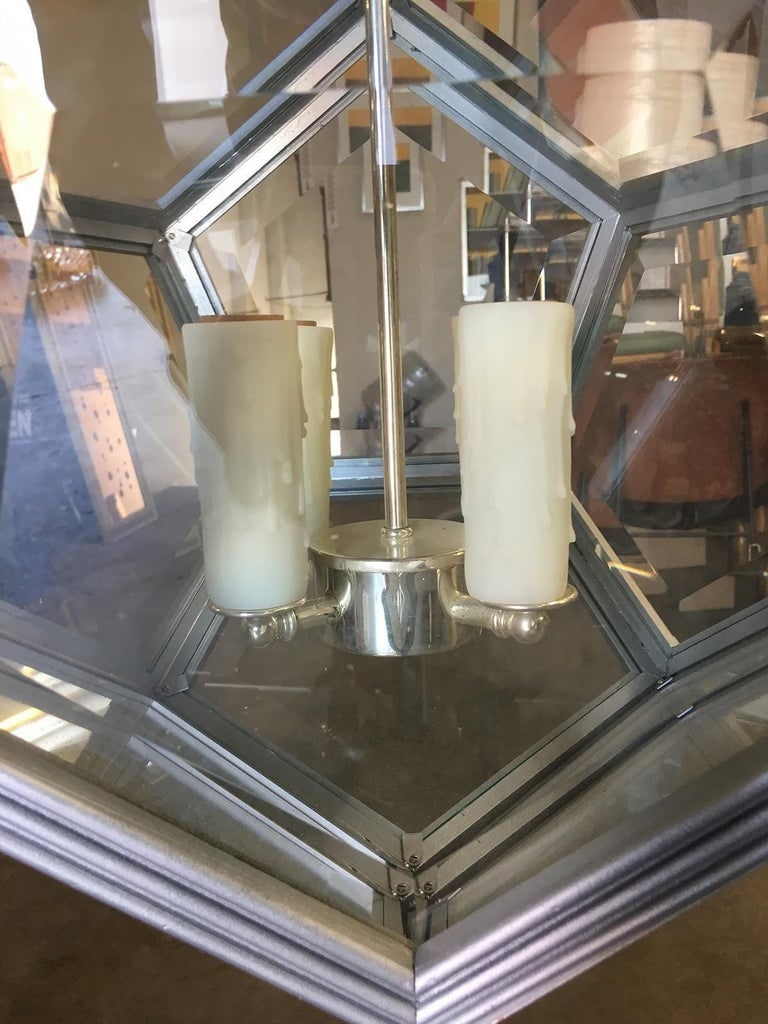 Art Deco Inspired 4-Light Custom Made Pentagon Window Chandelier - 3